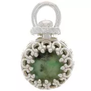 Pendente tondo girevole con corona - per perline da 8mm - Argento 925 x1