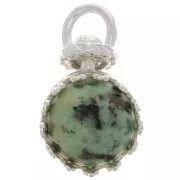 Pendente tondo girevole con corona - per perline da 8mm - Argento 925 x1