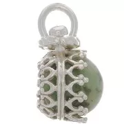 Pendente tondo girevole con corona - per perline da 8mm - Argento 925 x1