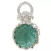 Pendente tondo girevole con corona - per perline da 8mm - Argento 925 x1