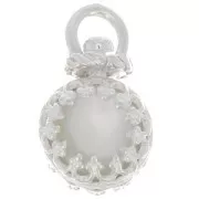 Pendente tondo girevole con corona - per perline da 8mm - Argento 925 x1