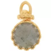 Pendente tondo girevole con corona - per perline da 8mm - placcato oro 3 micron