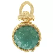 Pendente tondo girevole con corona - per perline da 8mm - placcato oro 3 micron