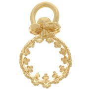 Pendente tondo girevole con corona - per perline da 8mm - Dorato con oro fino x1|raw }}