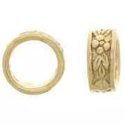 Perlina tonda lavorata 7x3 mm - Placcato oro 3 micron x1