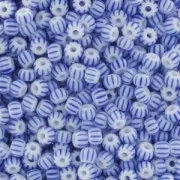 Mini-rocailles mm. 2 con righe - Bianco/Blu x10g