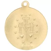 Pendente rotondo lavorato 15 mm - Motivo vergine -Gold filled x1