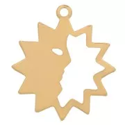 Pendente a forma di sole scavato con mezza faccia 14 mm - Gold filled x1