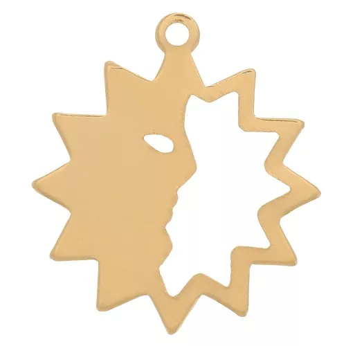 Pendente a forma di sole scavato con mezza faccia 14 mm - Gold filled x1