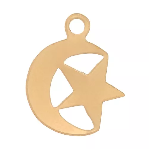 Ciondolo mezzaluna e stella 11x9 mm - Gold filled x1