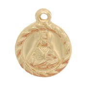 Ciondolo rotondo lavorato 9 mm - motivo religioso - Gold filled x1|raw }}