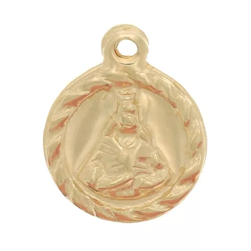Ciondolo rotondo lavorato 9 mm - motivo religioso - Gold filled x1