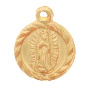 Ciondolo rotondo lavorato 9 mm - motivo Vergine -Gold filled x1|raw }}