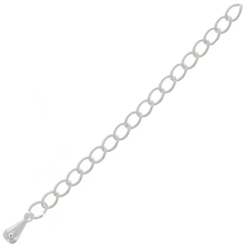 Catena di estensione goccia -maglia rombo 60 mm - Placcatura argento fino x1