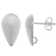 Orecchini perno goccia diamantata 14x8 mm -Anello aperto - Placcatura argento fix2