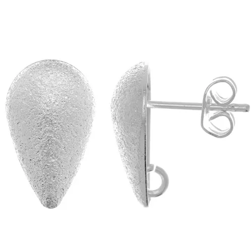 Orecchini perno goccia diamantata 14x8 mm -Anello aperto - Placcatura argento fix2