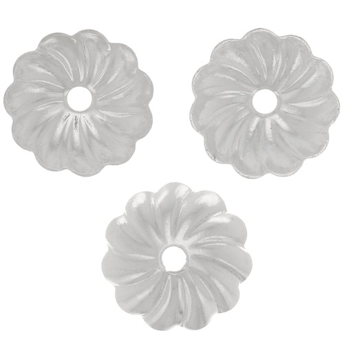 Coppette striate 7 mm - Placcatura argento fino x20