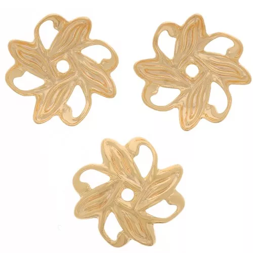 Coppette fiori lavorate 10 mm - Dorato oro fino x20