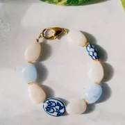 Perline piatte irregolari acriliche 18x13mm crema marmorizzato x10