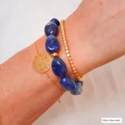 Perline piatte irregolari 18x13 mm - Blu marmorizzato x10