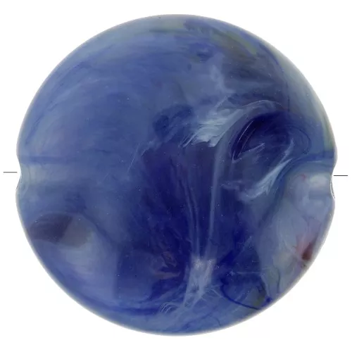 Perline acriliche piatte rotonde 22 mm Blu marina marmorizzato x6