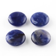 Perline acriliche piatte rotonde 22 mm Blu marina marmorizzato x6