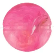 Perles plates rondes acrylique 22 mm Fuchsia Marbré x6