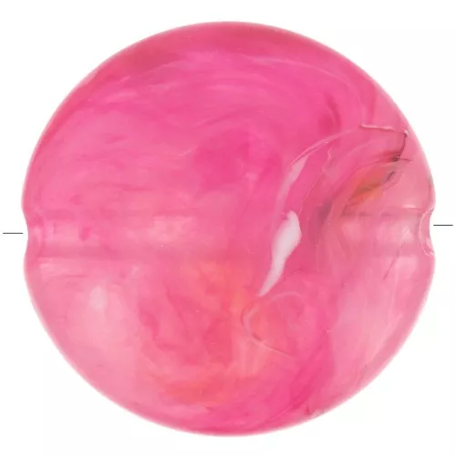 Perline acriliche piatte rotonde 22 mm Fucsia marmorizzato x6
