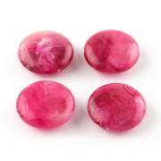 Perline acriliche piatte rotonde 22 mm Fucsia marmorizzato x6
