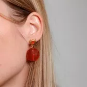 Perline acriliche piatte rotonde 22 mm Pink Peach Marbled x6