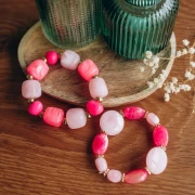 Perline acriliche piatte rotonde 22 mm Pink Peach Marbled x6