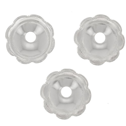 Coppette fiori 8 petali 6 mm - Placcatura argento fino x20