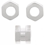 Perlina effetto dado 5x6 mm con foro grande - Argento 925 x1