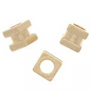 Perla cubo 5 mm con foro grande - Argento 925 dorato x1