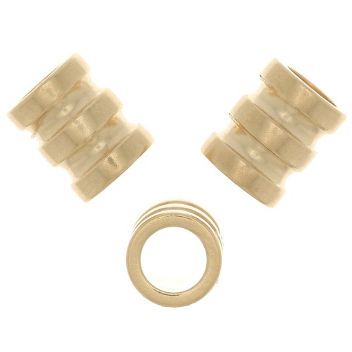 Perla tubo lavorata con foro grande 7x6 mm - Argento 925 dorato x1