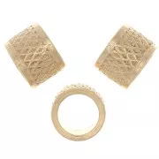 Perla tubo lavorata con foro grande 5x7 mm - argento 925 dorato x1