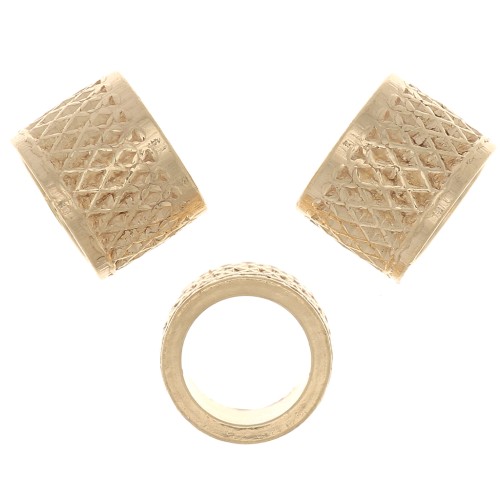 Perla tubo lavorata con foro grande 5x7 mm - argento 925 dorato x1