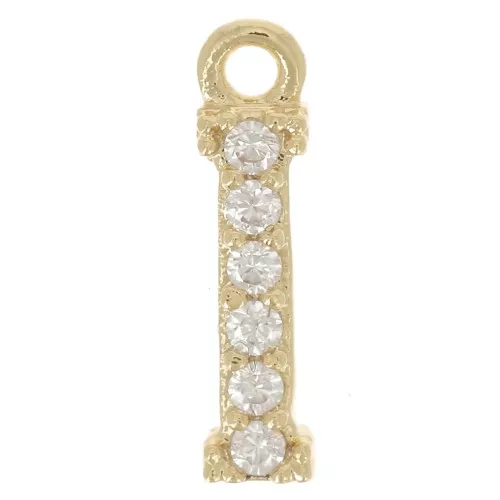 Ciondolo alfabetico da 10 mm con ossidi di zirconio - I - Dorato con oro fino x1