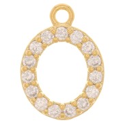 Ciondolo alfabeto 10 mm con ossido di zirconio - O - Dorato - Cristallo x1
