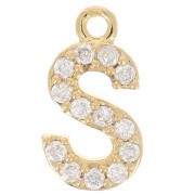 Ciondolo alfabeto 10 mm con ossido di zirconio - S - Dorato con oro fino x1