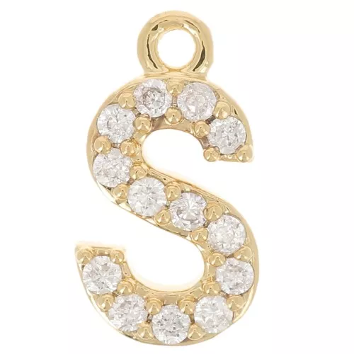 Ciondolo alfabeto 10 mm con ossido di zirconio - S - Dorato con oro fino x1