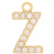 Ciondolo alfabeto 10 mm con ossido di zirconio - Z - Dorato - Cristallo x1