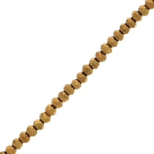 Perle sfaccettate rotonde - rotonde appiattite 2,5x2 mm - Golden x34cm
