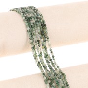 Perla rotonda sfaccettata da 3 mm in pietra semipreziosa - Agata muschiata x39 cm