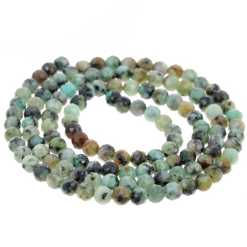 Perline tonde sfaccettate in pietra semipreziosa 3 mm - Turchese africano - Diaspro x39cm