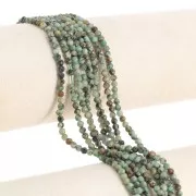 Perline tonde sfaccettate in pietra semipreziosa 3 mm - Turchese africano - Diaspro x39cm