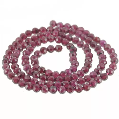 Perle tonde sfaccettate in pietra semipreziosa 3 mm - Granato x39cm
