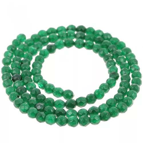 Perline tonde sfaccettate mm. 3 - Giada verde x37cm