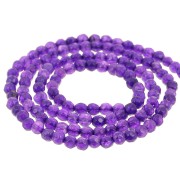 Perla rotonda sfaccettata da 3,5 mm in pietra semipreziosa colorata - Giada viola x 37 cm