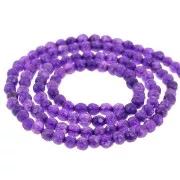 Perla rotonda sfaccettata da 3,5 mm in pietra semipreziosa colorata - Giada viola x 37 cm